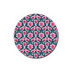 Retro 1880s Flowers Pattern 22 Rubber Round Coaster (4 pack)