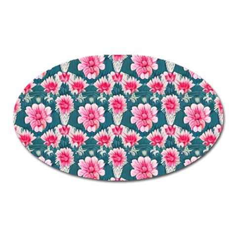 Retro 1880s Flowers Pattern 22 Oval Magnet from ArtsNow.com Front