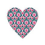 Retro 1880s Flowers Pattern 22 Heart Magnet