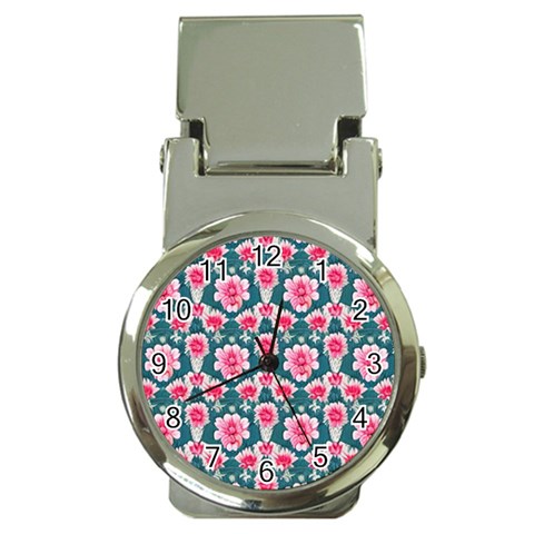 Retro 1880s Flowers Pattern 22 Money Clip Watches from ArtsNow.com Front