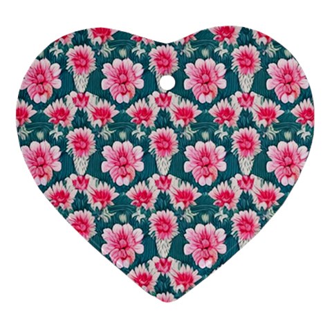 Retro 1880s Flowers Pattern 22 Heart Ornament (Two Sides) from ArtsNow.com Front