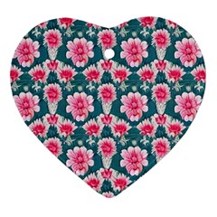 Retro 1880s Flowers Pattern 22 Heart Ornament (Two Sides) from ArtsNow.com Back