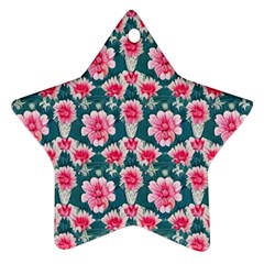 Retro 1880s Flowers Pattern 22 Star Ornament (Two Sides) from ArtsNow.com Front