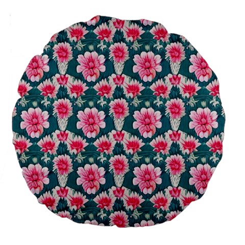 Retro 1880s Flowers Pattern 22 Large 18  Premium Round Cushions from ArtsNow.com Front