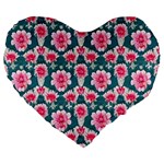 Retro 1880s Flowers Pattern 22 Large 19  Premium Heart Shape Cushions