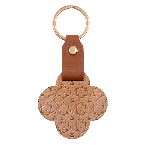 Retro 1880s Flowers Pattern 22 Engraved Wood Keychain from ArtsNow.com Front