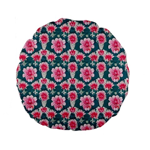 Retro 1880s Flowers Pattern 22 Standard 15  Premium Flano Round Cushions from ArtsNow.com Front