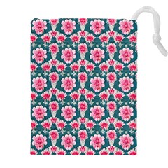 Retro 1880s Flowers Pattern 22 Drawstring Pouch (5XL) from ArtsNow.com Front