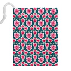 Retro 1880s Flowers Pattern 22 Drawstring Pouch (5XL) from ArtsNow.com Back