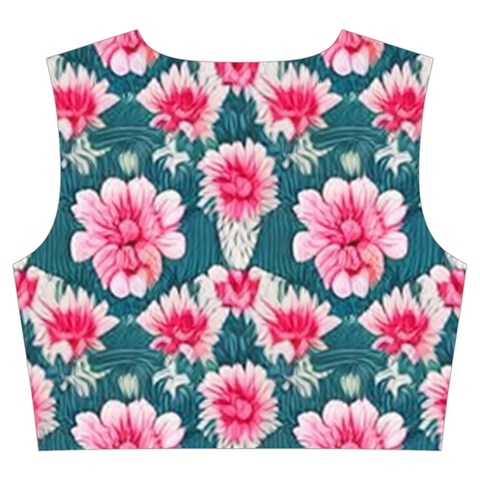 Retro 1880s Flowers Pattern 22 Trumpet Sleeve Cropped Top from ArtsNow.com Back