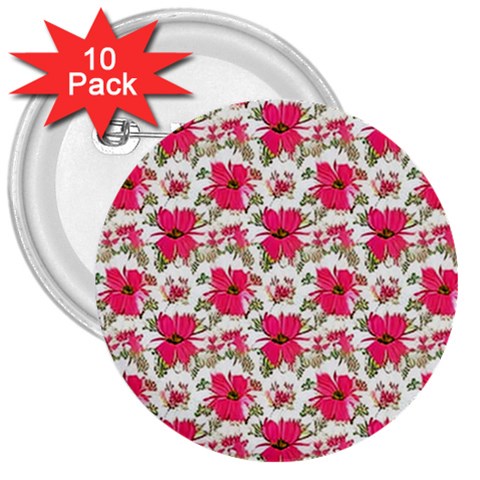 Retro 1880s Flowers Pattern 14 3  Buttons (10 pack)  from ArtsNow.com Front