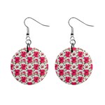 Retro 1880s Flowers Pattern 14 Mini Button Earrings