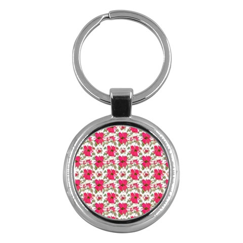 Retro 1880s Flowers Pattern 14 Key Chain (Round) from ArtsNow.com Front