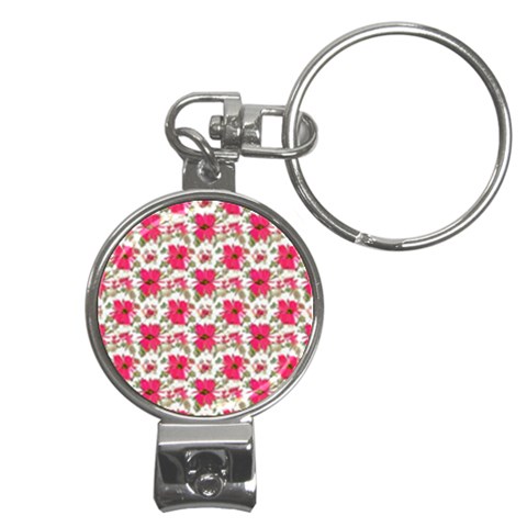 Retro 1880s Flowers Pattern 14 Nail Clippers Key Chain from ArtsNow.com Front