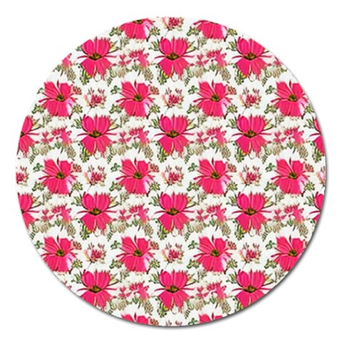 Retro 1880s Flowers Pattern 14 Magnet 5  (Round) from ArtsNow.com Front