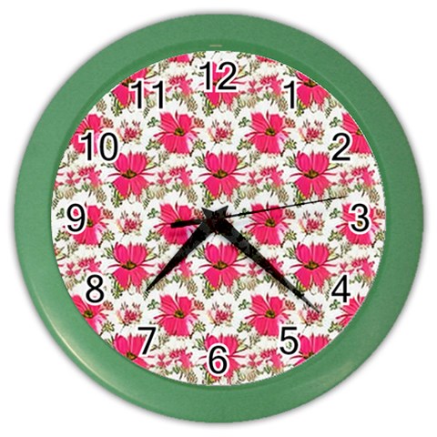 Retro 1880s Flowers Pattern 14 Color Wall Clock from ArtsNow.com Front