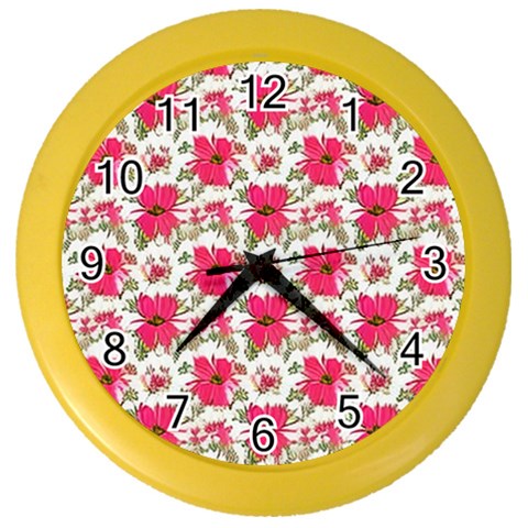 Retro 1880s Flowers Pattern 14 Color Wall Clock from ArtsNow.com Front