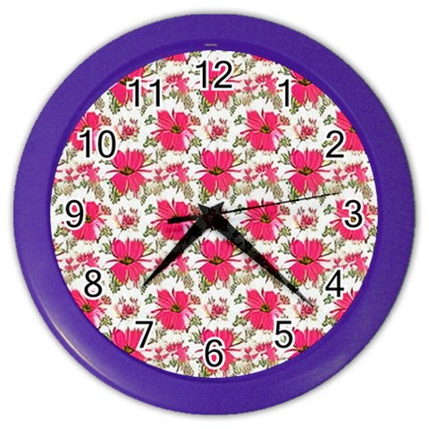 Retro 1880s Flowers Pattern 14 Color Wall Clock from ArtsNow.com Front