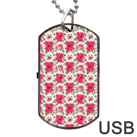 Retro 1880s Flowers Pattern 14 Dog Tag USB Flash (One Side) from ArtsNow.com Front