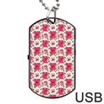 Retro 1880s Flowers Pattern 14 Dog Tag USB Flash (Two Sides)