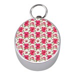 Retro 1880s Flowers Pattern 14 Mini Silver Compasses