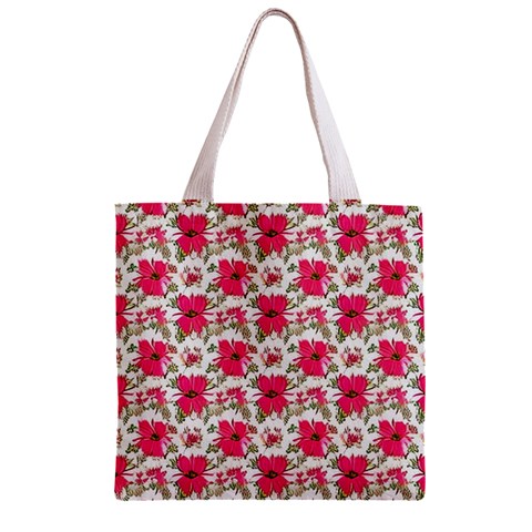 Retro 1880s Flowers Pattern 14 Zipper Grocery Tote Bag from ArtsNow.com Front