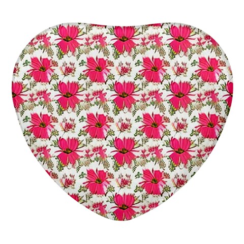 Retro 1880s Flowers Pattern 14 Heart Glass Fridge Magnet (4 pack) from ArtsNow.com Front