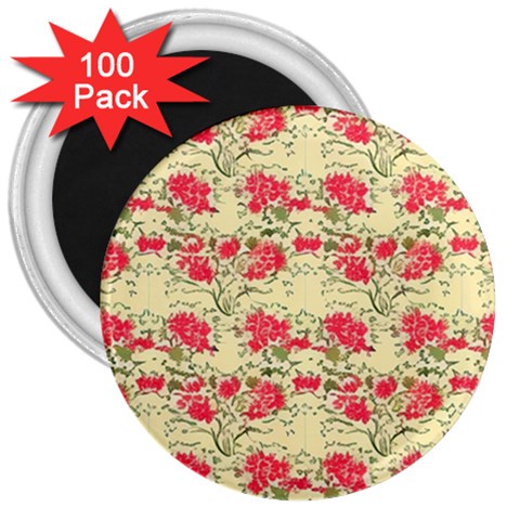 Retro 1880s Flowers Pattern 18 3  Magnets (100 pack) from ArtsNow.com Front