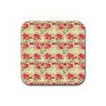 Retro 1880s Flowers Pattern 18 Rubber Coaster (Square)