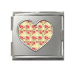 Retro 1880s Flowers Pattern 18 Mega Link Heart Italian Charm (18mm)