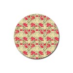 Retro 1880s Flowers Pattern 18 Rubber Coaster (Round)