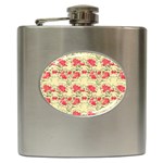 Retro 1880s Flowers Pattern 18 Hip Flask (6 oz)