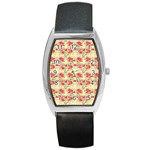 Retro 1880s Flowers Pattern 18 Barrel Style Metal Watch