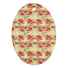 Retro 1880s Flowers Pattern 18 Oval Ornament (Two Sides) from ArtsNow.com Front