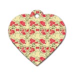 Retro 1880s Flowers Pattern 18 Dog Tag Heart (Two Sides)