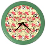 Retro 1880s Flowers Pattern 18 Color Wall Clock