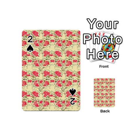 Retro 1880s Flowers Pattern 18 Playing Cards 54 Designs (Mini) from ArtsNow.com Front - Spade2