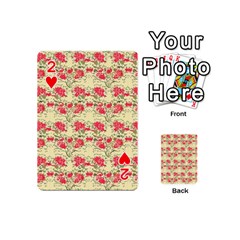 Retro 1880s Flowers Pattern 18 Playing Cards 54 Designs (Mini) from ArtsNow.com Front - Heart2