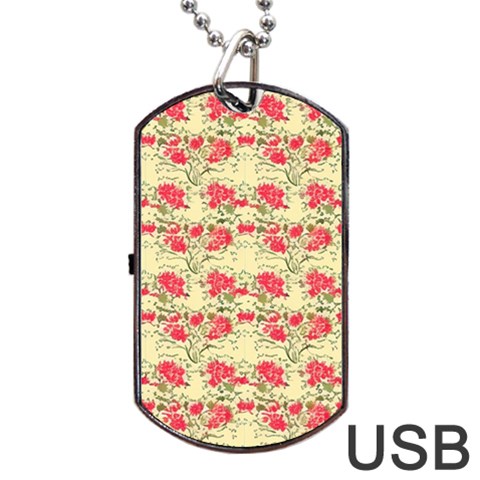 Retro 1880s Flowers Pattern 18 Dog Tag USB Flash (One Side) from ArtsNow.com Front