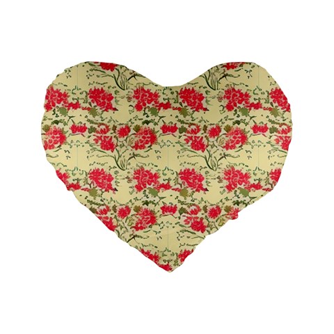 Retro 1880s Flowers Pattern 18 Standard 16  Premium Heart Shape Cushions from ArtsNow.com Front