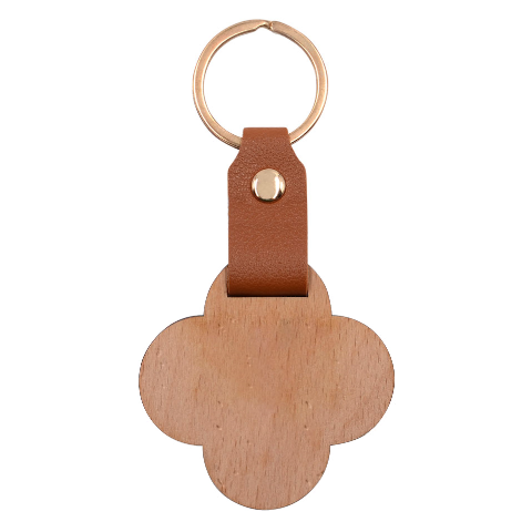 Retro 1880s Flowers Pattern 18 Engraved Wood Keychain from ArtsNow.com Front