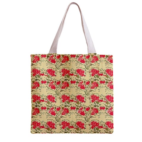 Retro 1880s Flowers Pattern 18 Zipper Grocery Tote Bag from ArtsNow.com Front