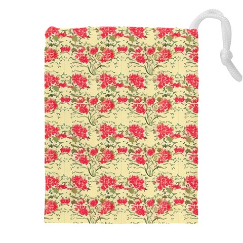 Retro 1880s Flowers Pattern 18 Drawstring Pouch (5XL) from ArtsNow.com Front