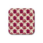 Retro 1880s Flowers Pattern 21 Rubber Coaster (Square)