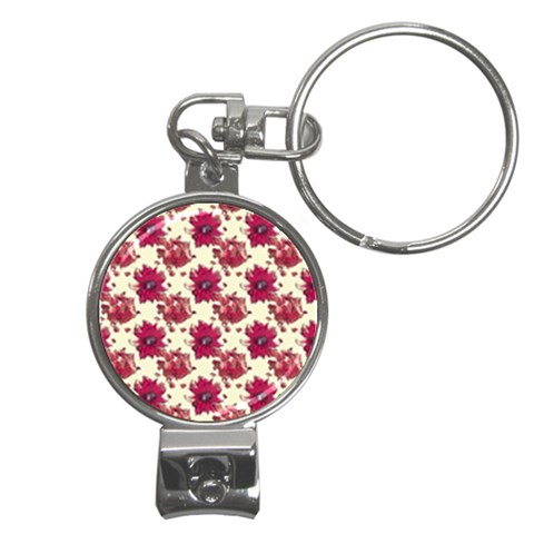 Retro 1880s Flowers Pattern 21 Nail Clippers Key Chain from ArtsNow.com Front