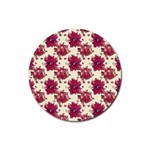 Retro 1880s Flowers Pattern 21 Rubber Coaster (Round)