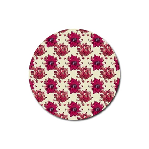 Retro 1880s Flowers Pattern 21 Rubber Round Coaster (4 pack) from ArtsNow.com Front