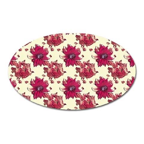 Retro 1880s Flowers Pattern 21 Oval Magnet from ArtsNow.com Front