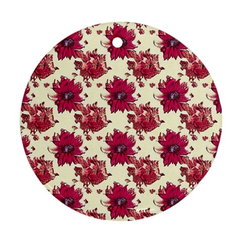 Retro 1880s Flowers Pattern 21 Round Ornament (Two Sides) from ArtsNow.com Back