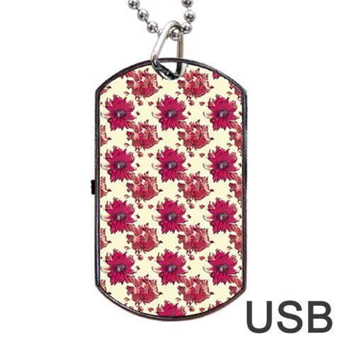 Retro 1880s Flowers Pattern 21 Dog Tag USB Flash (One Side) from ArtsNow.com Front